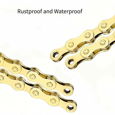 Close-up of rustproof and waterproof 126-link alloy steel chain from All-In-One Bike Chain Repair Kit For 6/7/8 Speed E-Bikes And MTB Road Rigs.