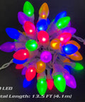 Pastel Easter String Lights 50 LED C3 Glass Bulbs, 12.5 Ft White Wire, UL Certified 120V End To End Connectable Up To 45 Sets, Indoor Outdoor Party Patio Home Decor, Energy Saving Multi Color Glow.