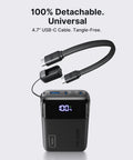 Ultra Compact Wallet Sized Laptop Power Bank Featuring Hella Fast 65W Triple Port Charging And Massive 20000mAh Built In Battery For Flawless Setup Wherever You Head with 4.7" USB-C cable.