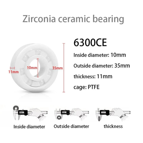 Premium Heavy Duty Full Zirconia Ceramic Deep Groove Ball Bearing 6312Ce 60X130X31Mm Five Pack Rolls displayed with dimensions.