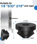 Cable Railing Kit Rubber Grommets Dope Protector Sleeve Black One Eighth Inch Post Protectors For Five Thirty-Second And Three-Sixteenth Inch Wire Rope Easy Install Deck Kit For Indoor Outdoor Metal Posts