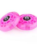 Light Up Inline Skate Wheels Set 60mm 64mm 68mm 70mm 72mm 76mm 80mm Pink LED Glow with ABEC7 Bearings 85A Hardness