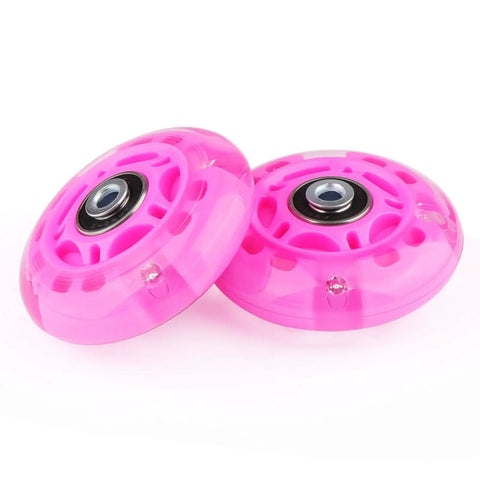 Light Up Inline Skate Wheels Set 60mm 64mm 68mm 70mm 72mm 76mm 80mm Pink LED Glow with ABEC7 Bearings 85A Hardness