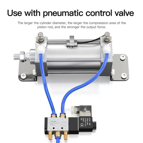 Heavy-Duty Aluminum Pneumatic Cylinder, 2.5 Inch Bore, 4 Inch Stroke, Double Acting Air Cylinder with control valve setup