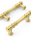 Heavy Duty Zinc Alloy Brushed Gold Cabinet Pulls 3 Inch Center to Center 76mm Set of 10 handles close-up view, visible pair angle
