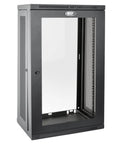 Heavy Hitter 21U Wall Mount Server Cabinet With Clear Acrylic Window And Locking Steel Front For Tight Spaces Switch Depth Network Rig 16.5 Inch Deep