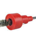 Turbo Tube Brush For Plumbing And HVAC, 1/2 Inch Inside Diameter And 5/8 Inch Outside Diameter, Stainless Steel Bristles, red handle