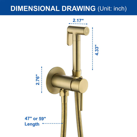Warm Water Bidet Sprayer With Hot And Cold Brass Rough In Valve And SUS304 Stainless Steel Round Handheld Attachment Brushed Gold