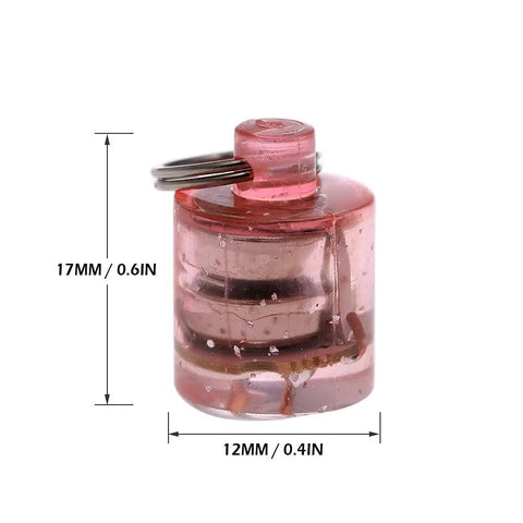 Pink LED light from 5 Pack LED Fishing Lights For Deep Water Drops, Underwater Round Squid Strobe Bait Lure, 0.6in height, 0.4in diameter