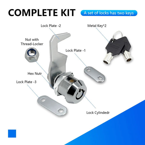Five Eighth Inch Toolbox Lock With Keys Keyed Alike Tubular Cam Lock Zinc Alloy Heavy Duty Durable Cabinet Lock components