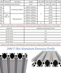 Diagram and photo of Two Pack 20 Series Aluminum Extrusion Profile 23.6 Inch Long T Slot 2080 For 3D Printer Parts CNC DIY Linear Rail