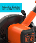 Close-up of 20V Max Cordless Lawn Edger Kit With 1.5 Ah Battery And Charger Included, showing adjustable depth feature
