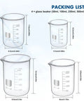 Beaker Set With 4 Glass Beakers And 4 Graduated Cylinders Plus 2 Stirring Rods For Chemistry Experiments Easy Read Measurements