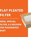 Beefy Flat Pleated Dust Extractor Filter Replacement For Turbo I And II HEPA Point Three Micron shown with packaging.