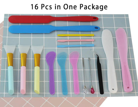 Dope Silicone Stir Sticks Kit 16Pcs For Resin Epoxy Crafting Includes Epoxy Brush Stirring Tools Mixing Spoons Silicone Scraper