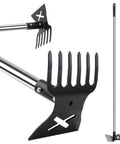 2 In 1 Garden Hoe And Cultivator Weeding Rake With Long Handle 6 Tine Heavy Duty Hand Weeder for garden and flower beds