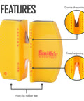 Yellow Two Step Knife Sharpener With Coarse And Fine Slots showing carbide and ceramic sharpening stages, compact keychain tool.