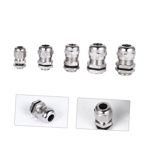5 Pack Waterproof Cable Glands Joint Kit For Wire Sealing Durable Metal Glands in varying sizes for machinery projects