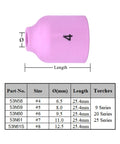 Premium 53N59 TIG Alumina Nozzles 5/16 Inch By 1 Inch Compact Fit WP9 WP20 WP50 Welding Torch pink alumina nozzle size 5