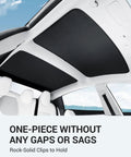 Tesla Model 3 sunshade panels for front and rear glass roof, black fabric, with storage bag.