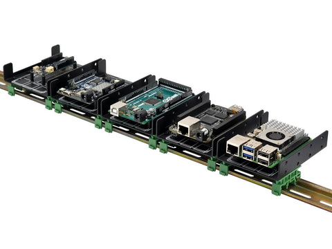 Rugged Beefed Up DIN Rail Mount Bracket For Raspberry Pi And Arduino BeagleBone Black Industrial Rail Adapter with boards mounted on 35mm rail