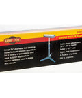 Box image of Beefy Heavy Duty Single Roller Stand With 250 Pound Capacity And Easy Quick Height Adjustment, product details visible.