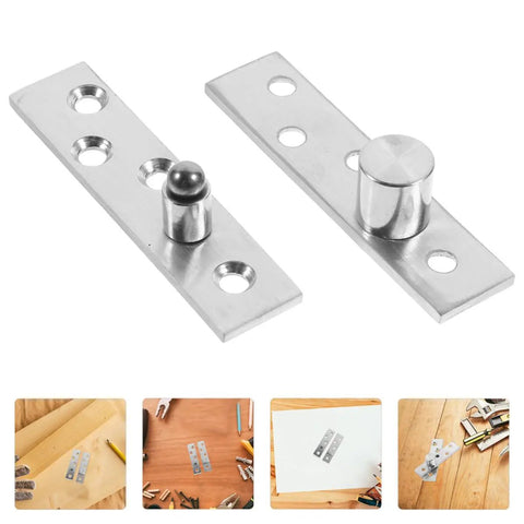 Two pairs stainless steel pivot hinges, 360 degree rotatable concealed door hinges, hidden door pivot hinge for 20-40mm planks on wood surface.