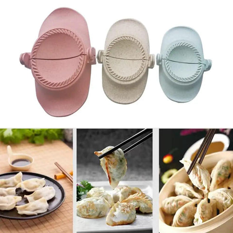 Hassle Free Wheat Straw Dumpling Press Three Sizes Foldable Kitchen Gadget for quick homemade ravioli in various colors.