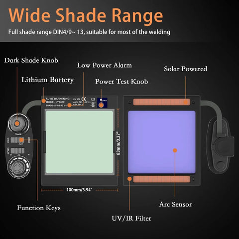 Auto Darkening Welding Helmet With External Adjustable Large Viewing Screen True Color 4C Lens 4 Arc Sensors Wide Shade Range For Welding And Grinding Easy On The Go Safety Mask And Hood