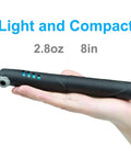 Person holding compact black mini pump from 16 In 1 Bike Repair Kit With Mini 120 Psi Pump Tire Patch Levers Wrench And Valve Tools Portable Pouch Bag.