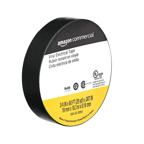 Vinyl Electrical Tape roll with label showing 3/4 inch width and UL certifications, designed for electrical work and repairs