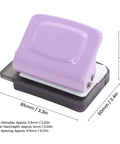 Purple 6 Hole Punch For A4 A5 B5 Notebooks And Planners, Portable Handheld Metal Circle Paper Puncher With 8 Sheet Capacity