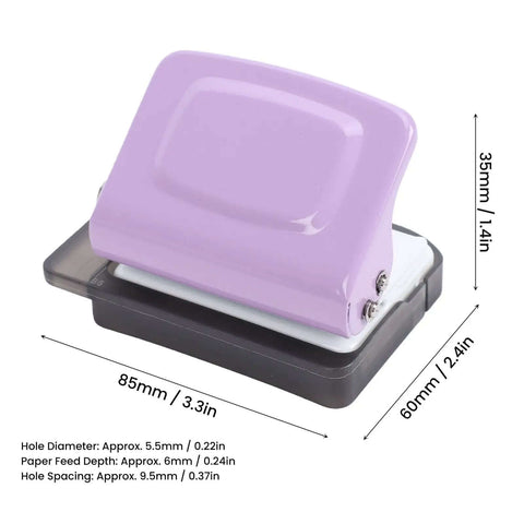 Purple 6 Hole Punch For A4 A5 B5 Notebooks And Planners, Portable Handheld Metal Circle Paper Puncher With 8 Sheet Capacity