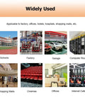 Image showing diverse locations including schools, factories, garages, computer rooms, shopping malls, cinemas, offices, and internet cafes.