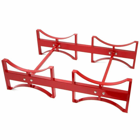 Heavy Duty Steel Drum Storage Rack For 55 Gallon Metal Drums, red industrial stacking stand for organizing drums.