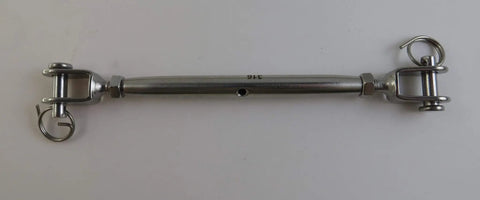 Top Shelf Marine Grade Stainless Steel 316 Turnbuckle Rigging Screw With Jaw To Jaw End Fittings M5 Metric Threads and Heavy Duty Lock Nuts.