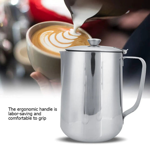 Stainless Steel Milk Frothing Pitcher With Lid And Dripless Spout 2000ml Pro Grade For Latte Art Ready Milk Steaming