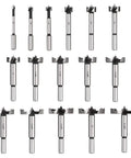 Sixteen Piece Forstner Bit Set For Woodworking, Pro Grade Precision Carbon Steel Drill Bits For Clean Holes, Heat Treated Boring Tool Kit