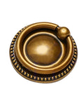 Antique brass ring drawer pull with round plate, part of 8 Pack 2 Inch Antique Brass Ring Drawer Pulls With Round Plate Base For Cabinets And Cupboards.