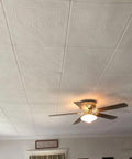 No Sweat Glue Up Foam Ceiling Tiles EZ Install Hides Popcorn Texture Fast Lightweight Styrofoam ceiling with decorative pattern.