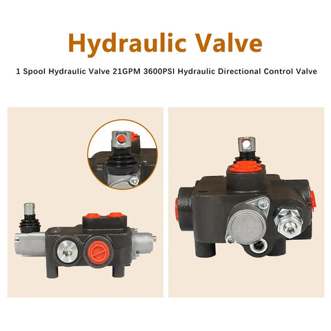 1 Spool Hydraulic Valve 21 GPM 3600 PSI Directional Control Valve With SAE Ports, Double Acting Loader Valve, Cast Iron Build