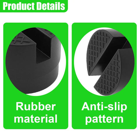 Close-up of Rubber Jack Pad For Universal Rail Pinch Weld Protection with anti-slip pattern and rubber material detail