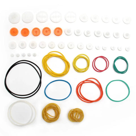 84 Type Plastic Gears Set With Belt Pulleys For DC Motor DIY Robots And Model Toys, Includes Massive 40 Gear Wheels, 40 Rubber Bands