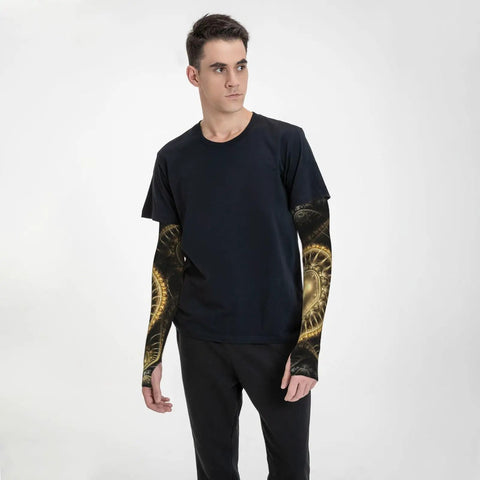 Abstract Steampunk Cooling Arm Sleeves With Thumb Holes Upf 50 Sun Shield Lightweight Stretch Compression Gear For Golf Running And Weekend Rides Snug Flex Grip Keeps You Cool And Fresh On The Grind