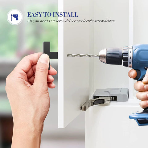 Installing 10 Pack Black Square Bar Cabinet Knobs 2 Inch Matte Black Square Cabinet Pulls With Single Hole Design on kitchen cabinet