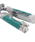 Heavy Duty 12 in 1 Wire Stripping Pliers With Voltage Tester Reminder, showing ergonomic grips and folding design for comfort.
