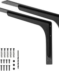 Beefy Heavy Duty 24 By 14 Inch L Shaped Shelf Brackets 300 Lb Load Capacity Metal Corner Mount Supports and hardware set of 2
