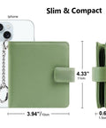 Spearmint Slim Womens Bifold Wallet With 9 Card Slots, RFID Blocking, ID Window, Compact Size Next to Phone for Scale