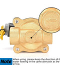 Brass 12V DC Solenoid Valve One Half Inch Normally Closed Pneumatic Valve For Water Air Gas Fuel Oil with flow direction arrow