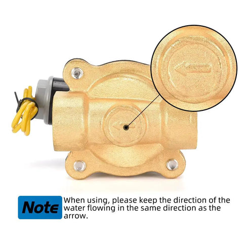 Brass 12V DC Solenoid Valve One Half Inch Normally Closed Pneumatic Valve For Water Air Gas Fuel Oil with flow direction arrow